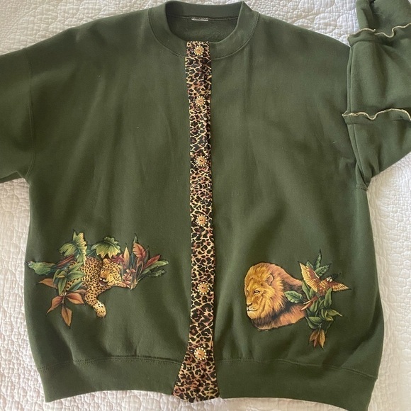 Fleece Vintage rare army green button down jacketSz is oversized XL UKN brand - Picture 1 of 14